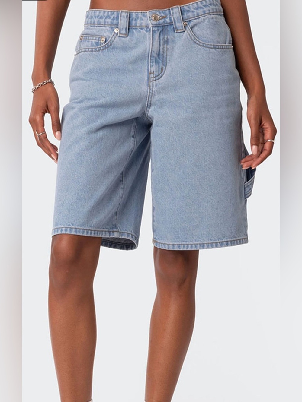 Edikted Denim Carpenter Shorts - Picture 2 of 7